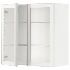 IKEA METOD МЕТОД, навесной шкаф / полки / 2стеклян двери, белый / Хейста белое прозрачное стекло, 80x80 см 894.905.66 фото