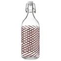IKEA KORKEN КОРКЕН, бутылка с пробкой, Полосатое прозрачное / розовое стекло, 1 l 105.647.01 фото thumb №1