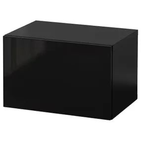IKEA BESTÅ БЕСТО, настінна комбінація шаф, чорно-коричневий ГЛАССВІК/димчасте скло, 60x42x38 см 894.410.81 фото