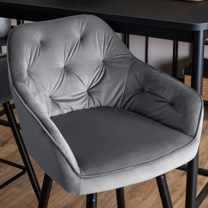 Барный стул бархатный MEBEL ELITE SALEM Velvet, серый / черный фото №4