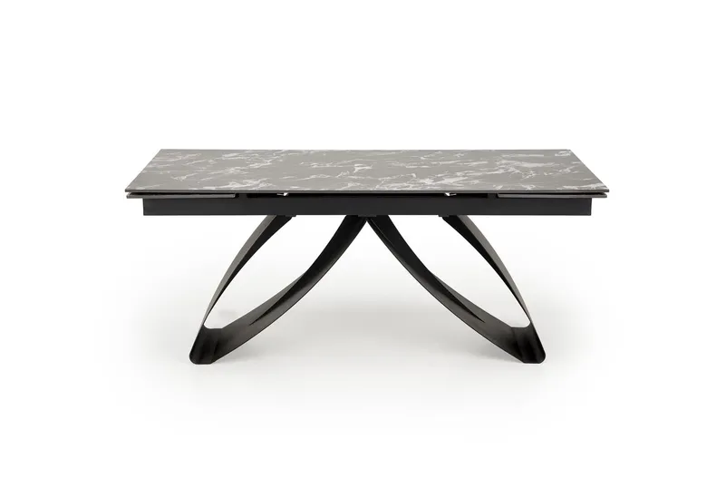 Розкладний стіл HALMAR HILARIO 180-260х90 см, стільниця - чорний мармур, ніжки - чорні фото №1