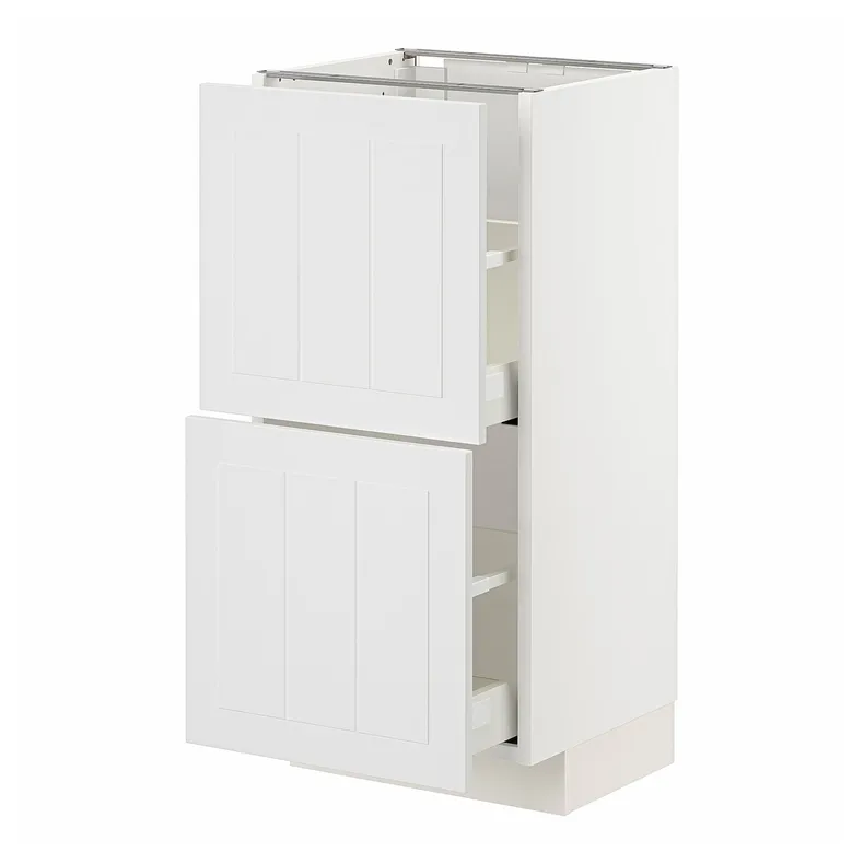 IKEA METOD МЕТОД / MAXIMERA МАКСИМЕРА, напольный шкаф с 2 ящиками, белый / Стенсунд белый, 40x37 см 894.095.09 фото №1