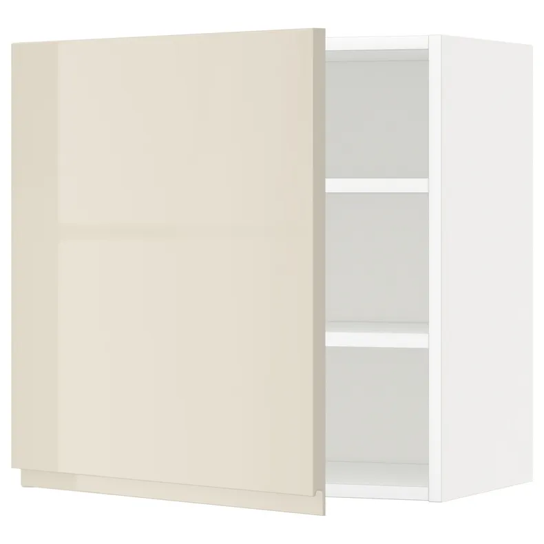 IKEA METOD МЕТОД, навесной шкаф с полками, белый / светло-бежевый глянцевый Voxtorp, 60x60 см 994.596.88 фото №1