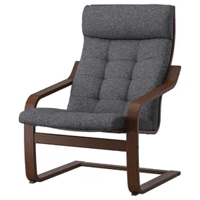 IKEA POÄNG ПОЕНГ, крісло, коричневий / ГУННАРЕД темно-сірий 595.020.66 фото