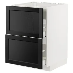 IKEA METOD МЕТОД / MAXIMERA МАКСИМЕРА, шкаф д / варочн панели / вытяжка / ящик, белый / Лерхиттан с черными пятнами, 60x60 см 094.777.76 фото