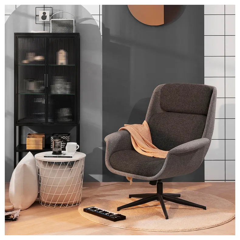IKEA ÄLEBY ЕЛЕБЮ, крісло обертове, ГУННАРЕД класичний сірий / темно-сірий 905.692.38 фото №3