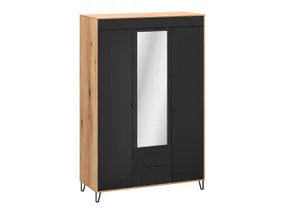 BRW Bellano 145 см 3-дверный шкаф с зеркалом и 2 ящиками дуб эвок/черный, дуб эвок/черный DEV/CA фото