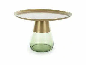 Журнальний столик круглий SIGNAL TIFFANY B, 70 см, золото матове / зелений фото