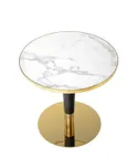 Обеденный стол HALMAR MORATA 79x79 см, белый мрамор / черный / золотой фото thumb №10