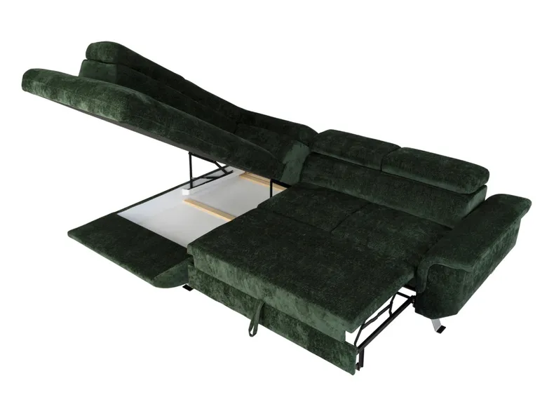 BRW Лівосторонній кутовий диван Rockford зі спальним місцем і ящиком для зберігання синель зелений, Симфонія 11 NA-ROCKFORD-BL_2F-GB_BBEFB1 фото №4