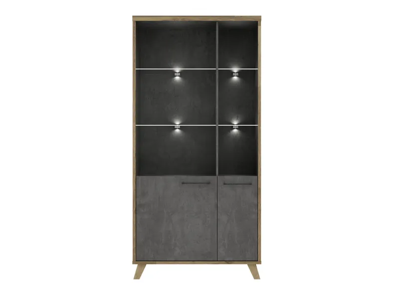 BRW Книжный шкаф Ricciano 95 см с 2 дверцами из бетона темно-серого цвета / дуб вековой, Темно-серый бетон/дубовый посох BNCI/DAKL фото №3