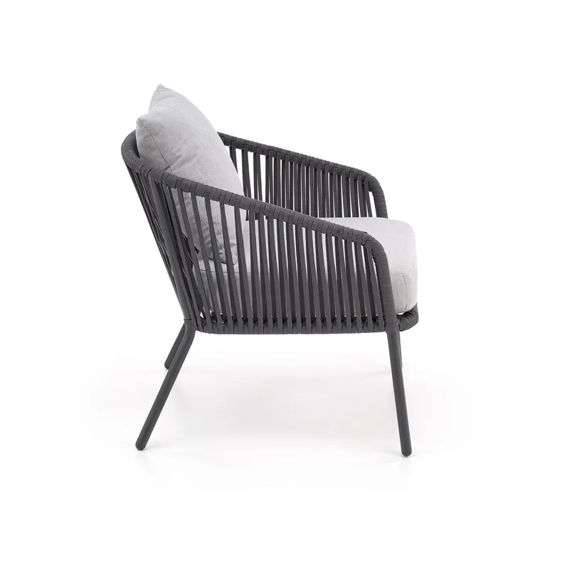 Садовий комплект HALMAR ROCCA (диван + два крісла + столик), темно-сірий / світло-сірий фото №9