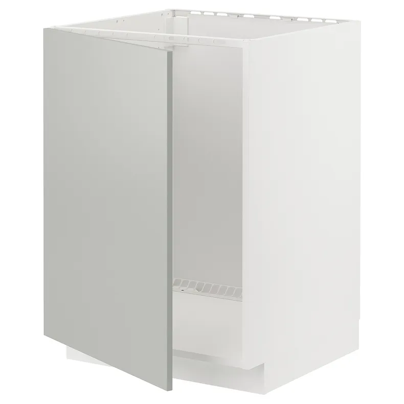 IKEA METOD МЕТОД, підлогова шафа для мийки, білий / Хавсторп світло-сірий, 60x60 см 095.389.73 фото №1
