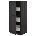 IKEA METOD МЕТОД / MAXIMERA МАКСИМЕРА, высокий шкаф с ящиками, черный / Лерхиттан с черными пятнами, 60x60x140 см 293.624.11 фото thumb №1