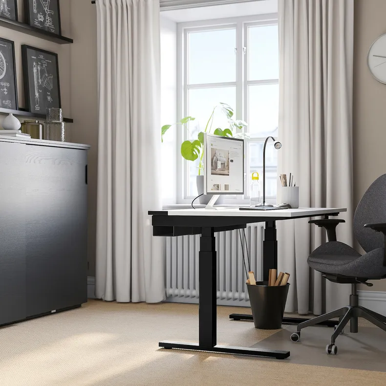 IKEA MITTZON МІТТЗОН, стіл регульований, електричний білий / чорний, 120x80 см 595.275.52 фото №6