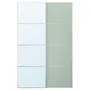 IKEA MEHAMN / AULI МЕХАМН / АУЛІ, розсувні дверцята, 2 шт., алюмінієве 2шт / салатово-зелене дзеркало, 150x236 см 695.521.93 фото