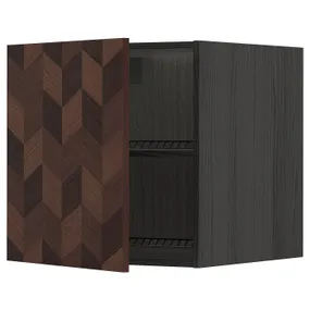 IKEA METOD МЕТОД, верхня шафа для холодильн / мороз кам, Hasslarp чорний / коричневий візерунок, 60x60 см 994.635.86 фото