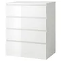 IKEA MALM МАЛЬМ, комод із 4 шухлядами, білий глянець, 80x100 см 504.240.54 фото
