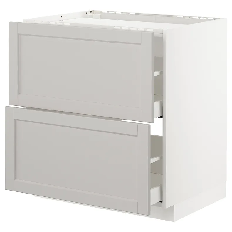 IKEA METOD МЕТОД / MAXIMERA МАКСИМЕРА, напольный шкаф / 2фронт панели / 2ящика, белый / светло-серый, 80x60 см 092.743.59 фото №1
