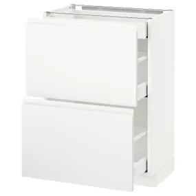IKEA METOD МЕТОД / MAXIMERA МАКСИМЕРА, напольный шкаф / 2фасада / 3ящика, белый / Воксторп матовый белый, 60x37 см 091.128.33 фото