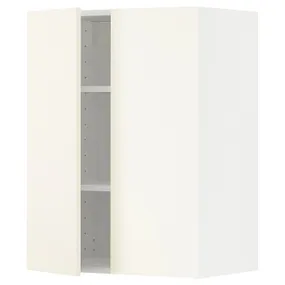IKEA METOD МЕТОД, навісна шафа з полицями / 2 дверцят, білий / ВАЛЛЬСТЕНА білий, 60x80 см 495.072.72 фото