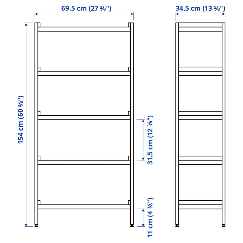 IKEA EKENABBEN, открытый книжный шкаф, осина/голубой, 70x34x154 см 905.963.93 фото №3