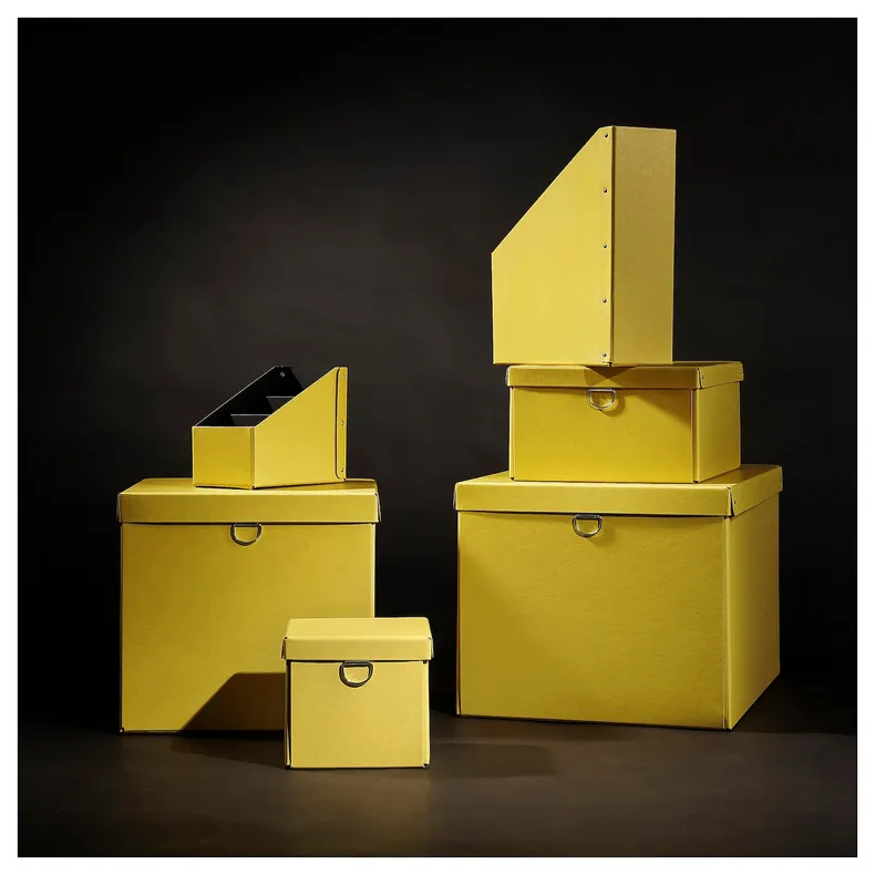 IKEA NIMM НІММ, коробка для зберігання з кришкою, жовтий, 16.5x16.5x15 см 605.959.41 фото №5