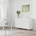 IKEA BESTÅ БЕСТО, комбинация для хранения с дверцами, белый / Ханвикен / Стаббарп бежевый, 120x40x74 см 194.243.96 фото thumb №2