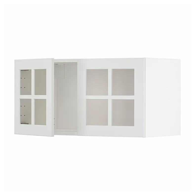 IKEA METOD МЕТОД, навесной шкаф / 2стеклянные дверцы, белый / Стенсунд белый, 80x40 см 794.555.68 фото №1