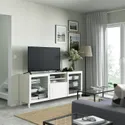 IKEA BESTÅ БЕСТО, тумба для телевізора з шухлядами, біле/Смевікен/Каббарп біле прозоре скло, 180x42x74 см 493.845.58 фото thumb №3