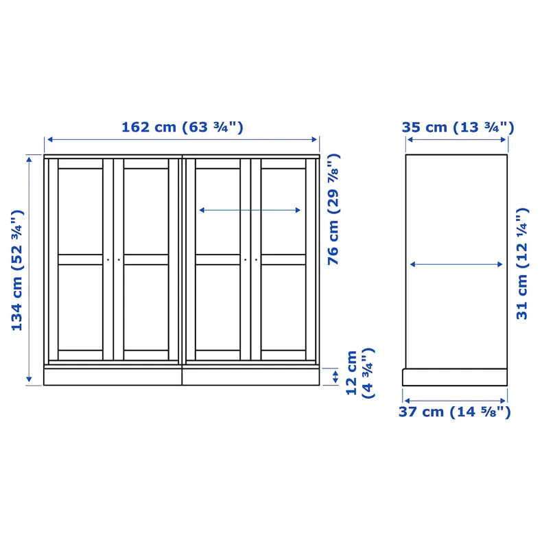 IKEA HAVSTA ХАВСТА, комбинация д / хранения+стекл дверц, серый, 162x37x134 см 292.659.62 фото №7