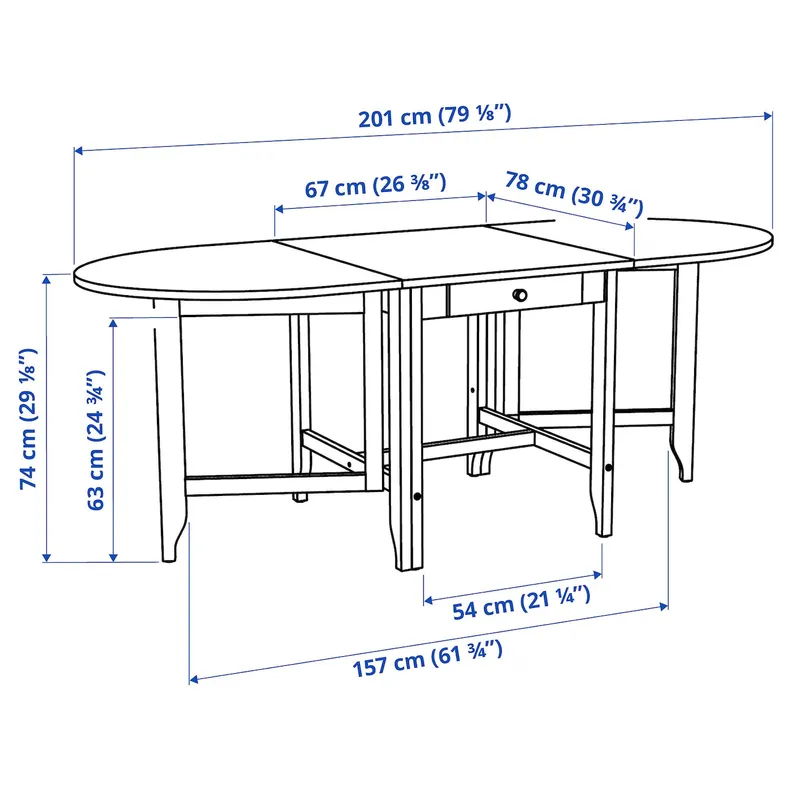 IKEA GAMLEBY ГЭМЛЕБИ, стол складной, пятно светлый налет / белый, 67 / 134 / 201x78 см 705.628.98 фото №7