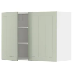 IKEA METOD МЕТОД, навісна шафа з полицями / 2 дверцят, білий / Стенсунд світло-зелений, 80x60 см 994.875.06 фото
