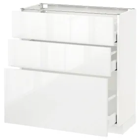 IKEA METOD МЕТОД / MAXIMERA МАКСИМЕРА, напольный шкаф с 3 ящиками, белый / Рингхульт белый, 80x37 см 390.522.05 фото