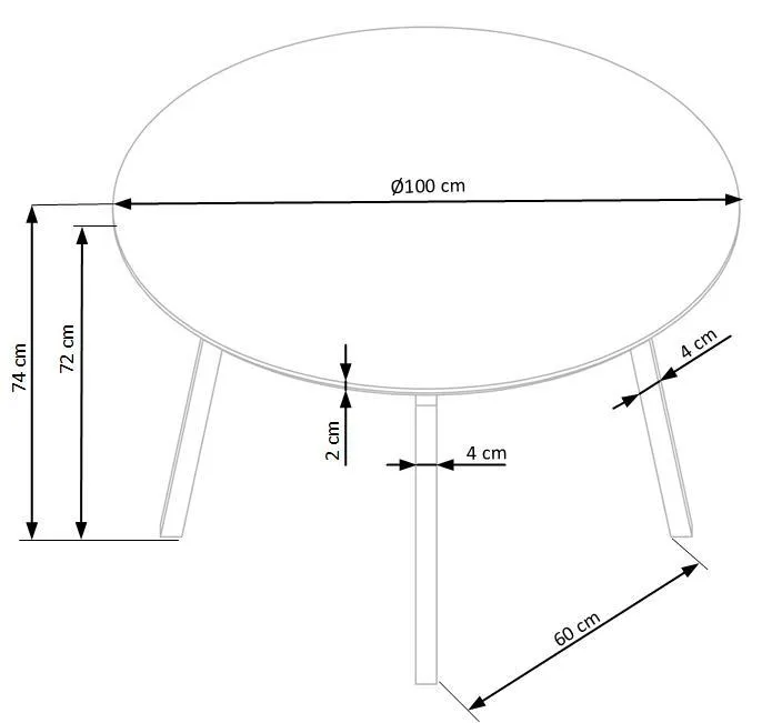 Круглий стіл кухонний HALMAR BALROG 100x100 см, каркас - чорний, стільниця - світло-сіра фото №12