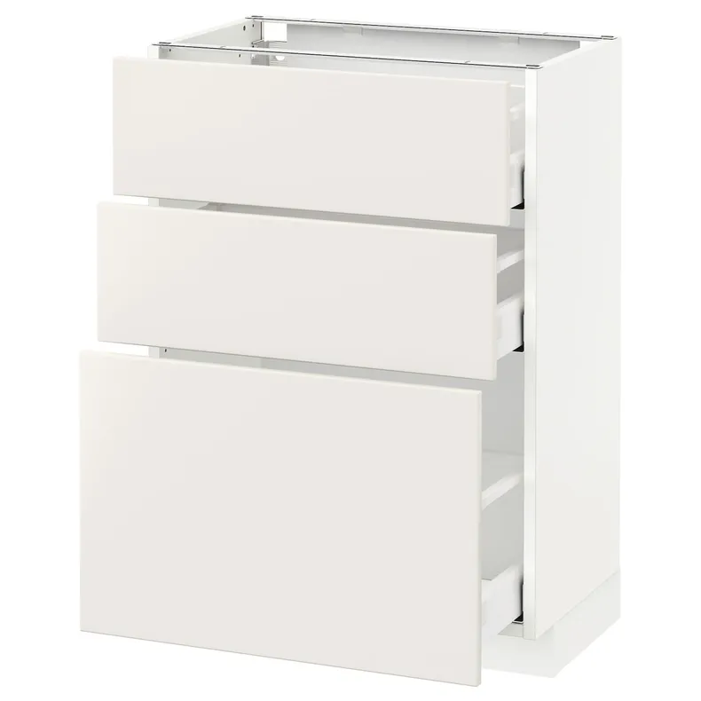 IKEA METOD МЕТОД / MAXIMERA МАКСІМЕРА, підлогова шафа з 3 шухлядами, білий / ВЕДДІНГЕ білий, 60x37 см 190.521.69 фото №1