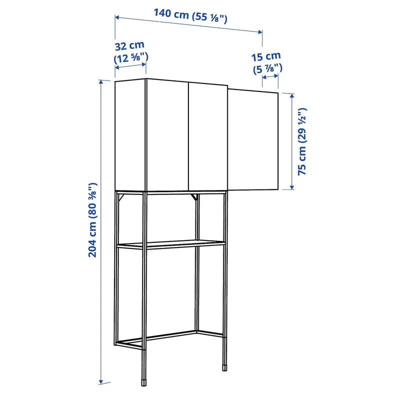 IKEA ENHET ЭНХЕТ, комбинация д / хранения, белый / дуб, 140x32x204 см 495.479.80 фото №4