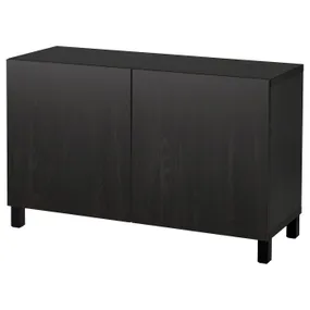 IKEA BESTÅ БЕСТО, комбинация для хранения с дверцами, черно-коричневый/Лаппвикен/Стуббарп черно-коричневый, 120x42x74 см 992.098.21 фото
