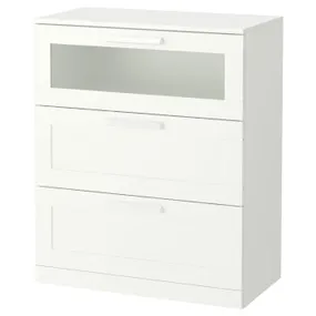 IKEA BRIMNES, Комод, 3 выдвижных ящика, белое/матовое стекло, 78x95 см 106.091.15 фото