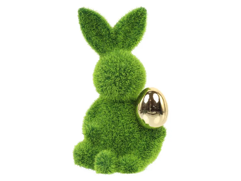 BRW Декоративна фігурка BRW Кролик із золотим яйцем, вкрита штучною травою 092497 фото №3
