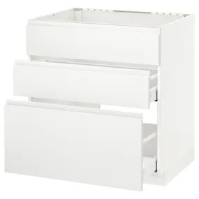 IKEA METOD МЕТОД / MAXIMERA МАКСИМЕРА, напольн шк п-мойку+3фрнт пнл / 2ящ, белый / Воксторп матовый белый, 80x60 см 991.126.78 фото