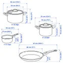 IKEA HEMLAGAD, Набор посуды, 4 шт., Антипригарное покрытие светло-серый/серый 405.834.87 фото thumb №9