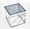 Журнальный столик стеклянный HALMAR UNIVERSE, 55x55 см, каркас - серебро, стекло - дымчатое фото thumb №2