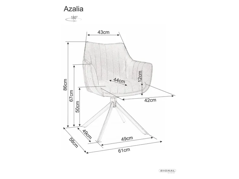 Кухонний стілець оксамитовий SIGNAL AZALIA Velvet, Bluvel 78 - зелений фото №2