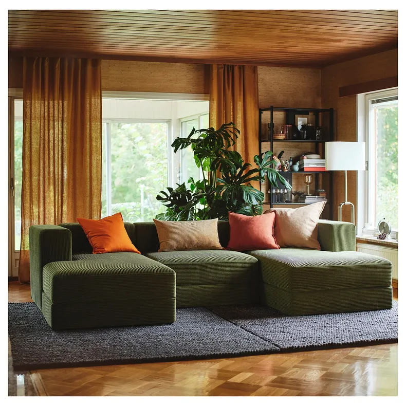 IKEA JÄTTEBO ЄТТЕБУ, 3,5-місн модульн диван з кушетками, з підлокітниками САМСАЛА/темний жовто-зелений 294.694.93 фото №2