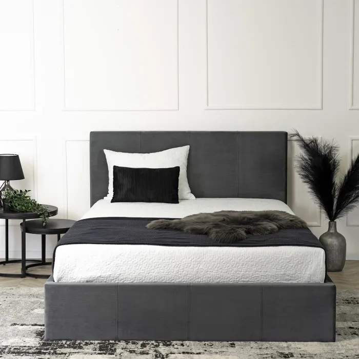 Ліжко двоспальне оксамитове MEBEL ELITE MELIA Velvet, 140x200 см, Темно-сірий фото №10