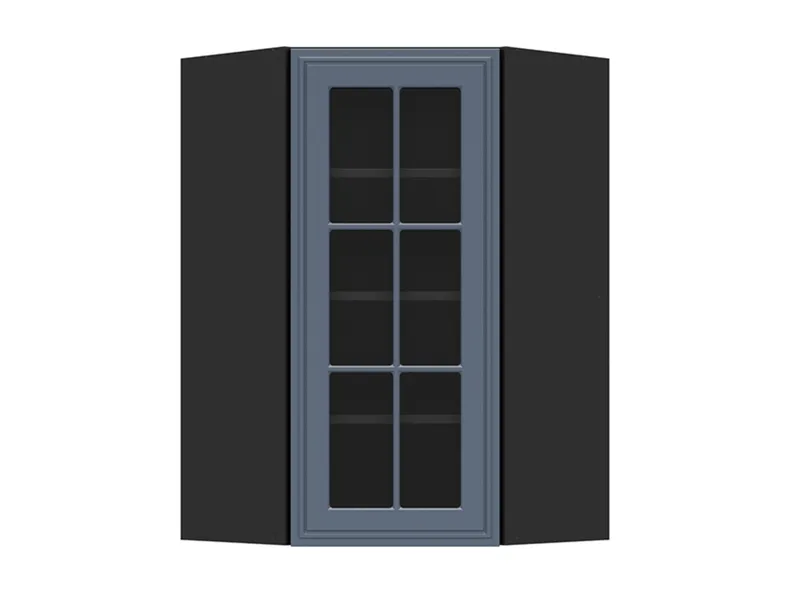 BRW Верхний кухонный шкаф Verdi 60 см угловой правый с витриной mystic matt, черный/матовый FL_GNWU_60/95_PV-CA/MIM фото №1