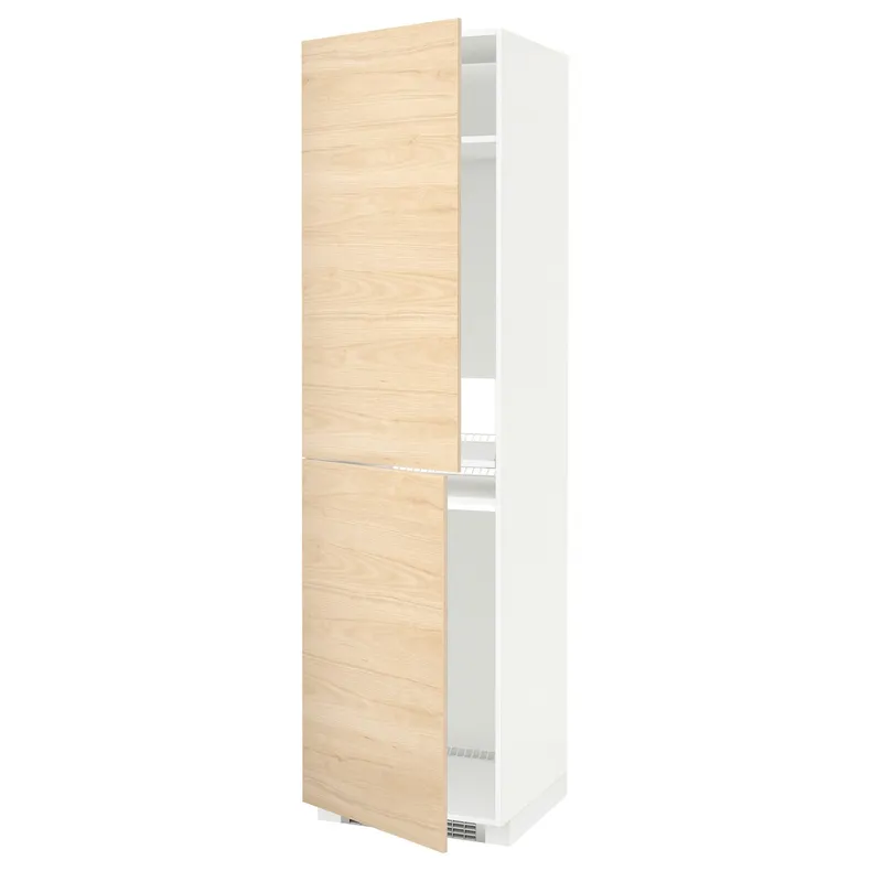 IKEA METOD МЕТОД, висока шафа для холодильнка / морозил, білий / АСКЕРСУНД під світлий ясен, 60x60x220 см 292.158.06 фото №1