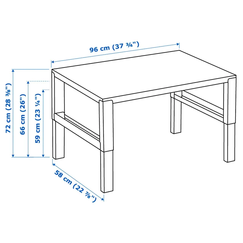 IKEA PÅHL ПОЛЬ, письмовий стіл, білий, бірюзовий, 96x58 см фото №5