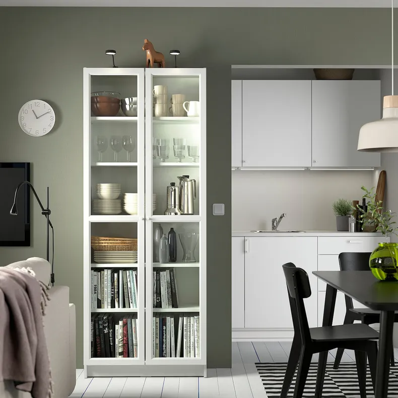 IKEA BILLY БІЛЛІ / OXBERG ОКСБЕРГ, книжкова шафа, білий, 80x30x202 см 690.178.28 фото №2